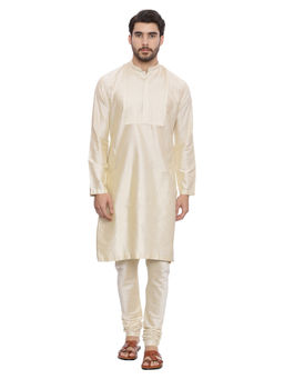 MAYANK MODI - Beige Silk Blend Kurta Set With Churidar