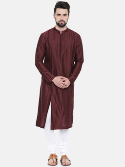 MAYANK MODI - Chocolate Brown Pintucked Kurta Set With Churidar