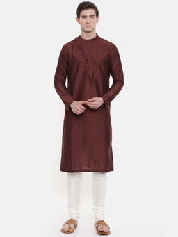 MAYANK MODI - Brown Silk Kurta Set With Churidar
