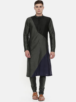 MAYANK MODI - The Trio Cotton Silk Kurta Set With Churidar