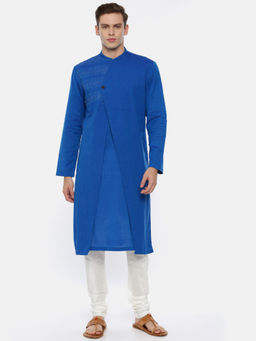 MAYANK MODI - Soft Blue Cotton Kurta Set With Churidar