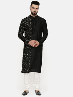 MAYANK MODI - Black Hand Emboidered Kurta
