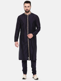 MAYANK MODI - Blue Silk Embroidered Kurta Set With Churidar