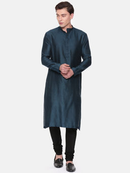 MAYANK MODI - Blue Jaquard Kurta Set With Churidar