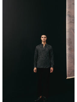 Twenty Nine - Silk Rai Bandhani Black Kurta