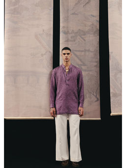 Twenty Nine - Silk Rai Bandhani Short Lavender Kurta