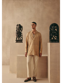 Twenty Nine - Silk Rai Bandhani Short Taupe Kurta