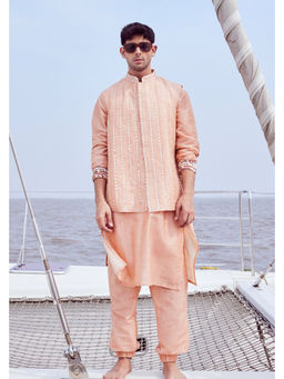 Nirmooha - Hand Embroidered Bandi with Kurta and Jogger Pants