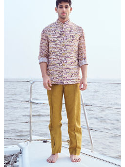 Nirmooha - White Sequin Printed Bandi with Sequin Printed Shirt and Straight Pants