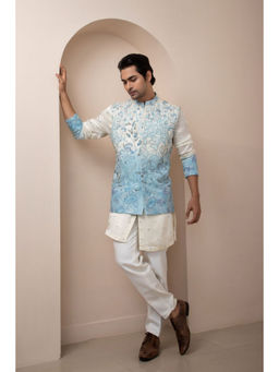 SMRITI - Blue Arctic Pearl Kurta and Pant with Nehru Jacket