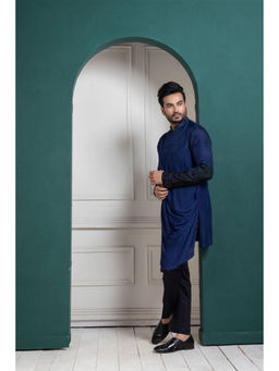 SMRITI - Navy Blue Nightshade Elegance Kurta and Pant with Nehru Jacket