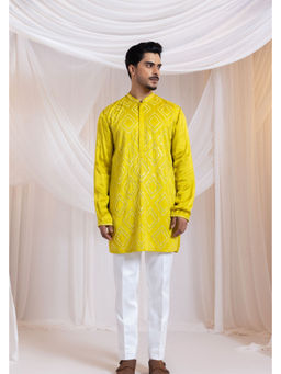 SMRITI - Yellow Geometric Solglint Kurta and Pant