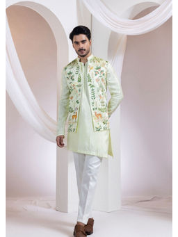 SMRITI - Multicolor Pastel Forest Mist Kurta and Pant with Nehru Jacket