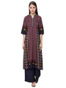 Soup by Sougat Paul - Floral Printed Blue Kurta With Palazzo