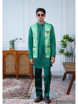 Philocaly - Pushpvan Set Slim Fit Printed Bandi And Kurta With Pant