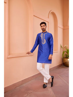 ISHA GUPTA TAYAL - Blue Dori and Hand Embroidered Silk Kurta