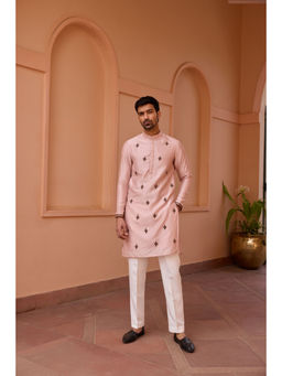 ISHA GUPTA TAYAL - Dusty Pink Dori and Hand Embroidered Kurta and Pant Set