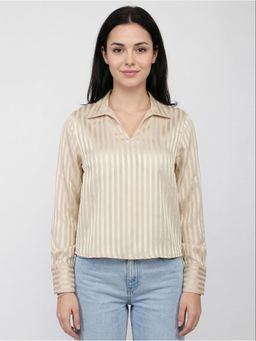 R&B - Off White Solid Women Long Sleeves Shirt