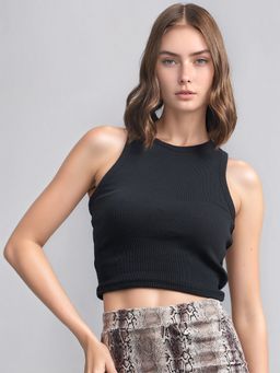 98 Degree North - Women Black Ribbed Cotton Tank Top