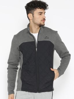 Alcis - Men Charcoal Grey Colour Blocked Sporty Jacket