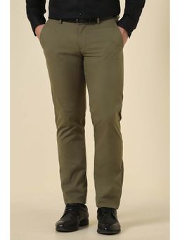 Allen Solly - Men Olive Solid Formal Trouser