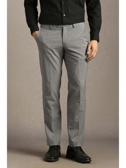 Louis Philippe - Men Grey Check Flat Front Formal Trouser