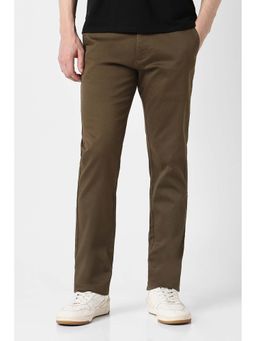 Peter England - Men Brown Solid Slim Fit Casual Trouser