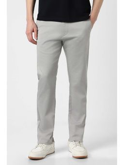 Peter England - Men Grey Solid Slim Fit Casual Trouser