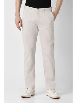 Peter England - Men Off White Solid Super Slim Fit Casual Trouser