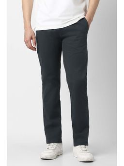 Peter England - Men Navy Solid Super Slim Fit Casual Trouser