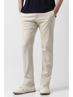 Peter England - Men Beige Textured Slim Fit Casual Trouser