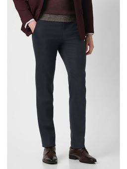 Peter England - Men Black Solid Formal Trouser