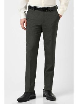 Peter England - Men Black Check Formal Trouser