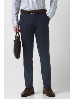 Peter England - Men Navy Textured Formal Trouser