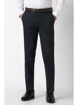Peter England - Men Navy Check Formal Trouser