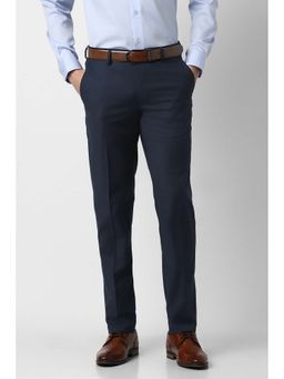 Peter England - Men Navy Textured Formal Trouser