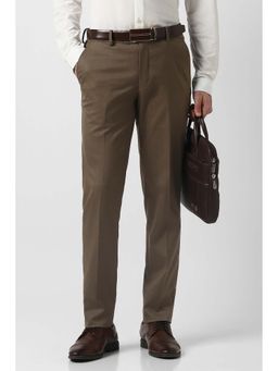 Peter England - Men Brown Solid Formal Trouser