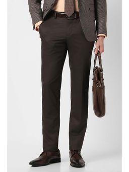 Peter England - Men Brown Solid Formal Trouser
