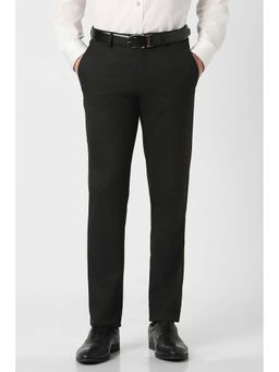 Peter England - Men Black Solid Formal Trouser