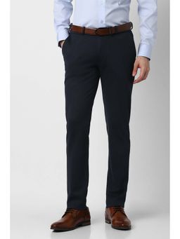 Peter England - Men Navy Solid Formal Trouser