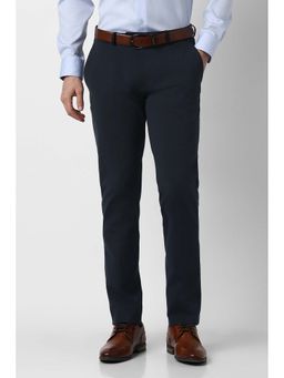 Peter England - Men Navy Solid Formal Trouser
