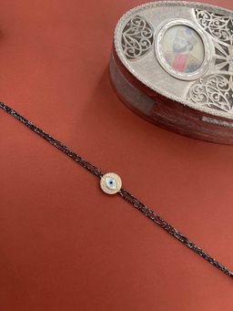 Digital Dress Room - Designer Diamond Rakhi Round Evil Eye Charm Black Thread Rakhi