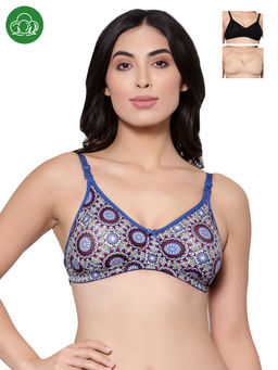 Inner Sense - Organic Cotton Antimicrobial Backless Non-Padded Seamless Bra-Pack Of 3-MultiColor