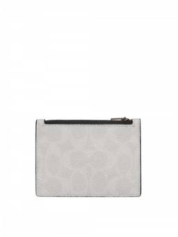 Coach - Black White Signature Zip Card Holder