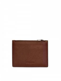 Coach - Dark Brown Textured Zip Card Holder