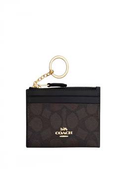 Coach - Dark Brown Signature Zip Card Holder