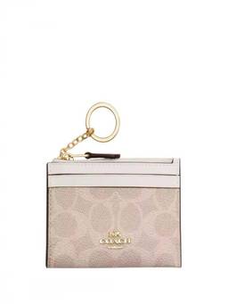 Coach - Beige Signature Zip Card Holder