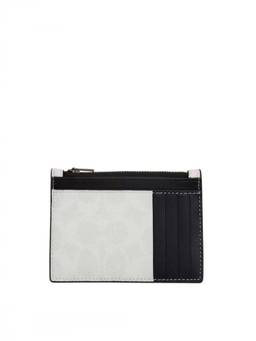 Coach - White Signature Zip Card Holder