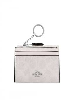 Coach - White Signature Zip Card Holder