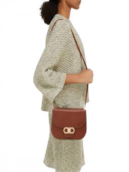 Ferragamo - Brown Double Gancini Small Crossbody Bag